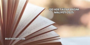 100 Adet Kitap Basım Maliyeti 2025