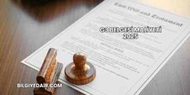 G3 Belgesi Maliyeti 2025
