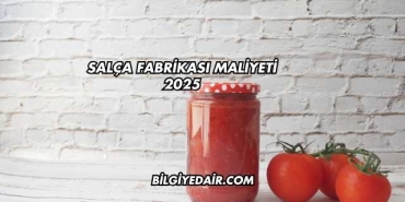 Salça Fabrikası Maliyeti 2025