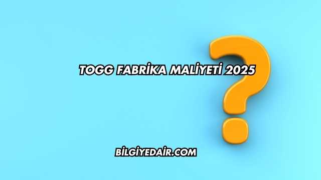 TOGG Fabrika Maliyeti 2025